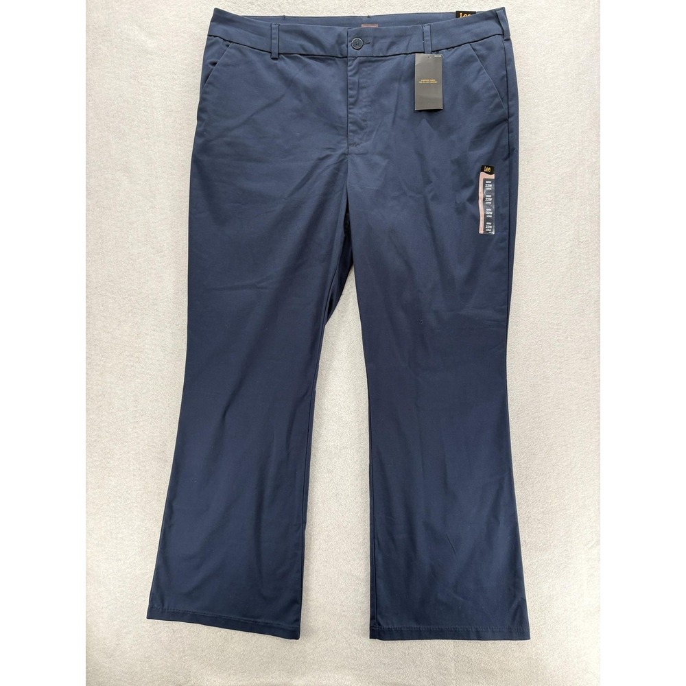 Lee Wrinkle Free Dress Pants Womens 22W Tall Navy Bootcut Twill Stretch Career